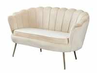 SalesFever Muschel-Sofa | Bezug Samt-Stoff | Gestell Metall goldfarben | B 136 x T 77