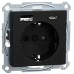 Merten System M, Steckdose 1f, UP USB m.BS IP20,schwarz matt, Ocean Plastic