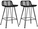 vidaXL Barhocker 2 Stk. Schwarz Rattan