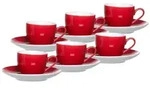 Ritzenhoff & Breker DOPPIO Espressotasse mit Untertasse 80 ml 6er Set rot