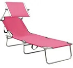 vidaXL Klappbare Sonnenliege mit Dach Stahl Magento Rosa