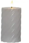 LED Stumpenkerze Swirl Echtwachs gedreht 3D Flamme H: 15cm Timer grau