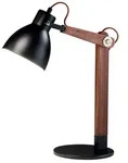 Fabas Luce Sveva Tischleuchte aus Metall und Schwarz/Walnussholz, E27-Fassung,