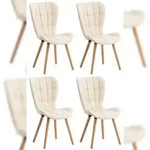 CLP 4er Set Esszimmerstuhl Elda Kunstleder creme