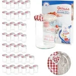 50er Set Sturzglas 435 ml To 82 Deckel Holz Herz rot incl. Diamant Gelierzauber