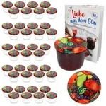 40er Set Sturzglas 230 ml mit Obst Dekor Deckel inkl. Diamant Gelierzauber...
