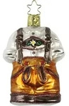 Inges Glas Christbaumschmuck Lederhosen Wiesn Gaudi Glas 8 cm braun/wei&szlig;