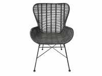 SIT Möbel Armlehnstuhl | Sitzschale Rattan | Gestell Metall | B 60 x T 70 x H 88 cm