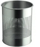 Durable Metall Papierkorb rund, 14,7 Liter hoch silber,aus perforiertem Stahl