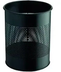 Durable Metall Papierkorb rund, 14,7 Liter hoch schwarz,aus perforiertem Stahl
