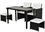 Outsunny - Sitzgruppe - 120Lx60Wx75Hcm - Schwarz+Beige
