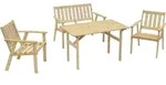 Merxx Sylt Set 5tlg., 2 Sessel, 1 Bank, 1 Tisch, unbehandelte Kiefer