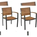 Merxx Santorin Stapelsessel Set 2tlg., 2 Stapelsessel, Aluminium/Akazie, Graphit