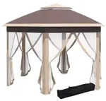 Outsunny - Gartenpavillon - 4 x 4 m - beige und khaki