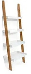 Relaxdays Leiterregal Bamboo, 4 Ablagen, Bambus, Wohnzimmer & Arbeitszimmer, Regal,
