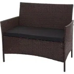 Mendler Poly-Rattan Gartenbank Halden, Sitzbank Bank ~ braun-meliert, Kissen...