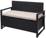 Mendler Poly-Rattan 2er Sitzbank HWC-F39, Gartenbank Truhenbank, Staufach
