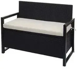 Mendler Poly-Rattan 2er Sitzbank HWC-F39, Gartenbank Truhenbank, Staufach