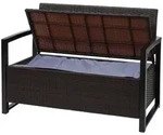 Mendler Poly-Rattan 2er Sitzbank HWC-F39, Gartenbank Truhenbank, Staufach