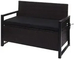 Mendler Poly-Rattan 2er Sitzbank HWC-F39, Gartenbank Truhenbank, Staufach