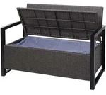 Mendler Poly-Rattan 2er Sitzbank HWC-F39, Gartenbank Truhenbank, Staufach