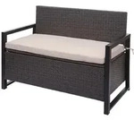 Mendler Poly-Rattan 2er Sitzbank HWC-F39, Gartenbank Truhenbank, Staufach