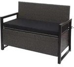Mendler Poly-Rattan 2er Sitzbank HWC-F39, Gartenbank Truhenbank, Staufach