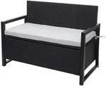 Mendler Poly-Rattan 2er Sitzbank HWC-F39, Gartenbank Truhenbank, Staufach
