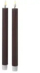 283 LED Stabkerzen Mia Tafelkerzen Echtwachs flackernd H: 24cm mokka 2St.