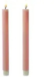 283 LED Stabkerzen Mia Tafelkerzen Echtwachs flackernd H: 24cm rosa 2Stk