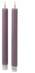 283 LED Stabkerzen Mia Tafelkerzen Echtwachs flackernd H: 24cm flieder 2St