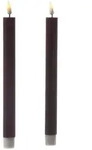 283 LED Stabkerzen Mia Tafelkerzen Echtwachs flackernd H: 24cm weinrot 2St