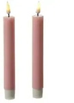 283 LED Stabkerzen Mia Tafelkerzen Echtwachs flackernd H: 15cm rosa 2Stk