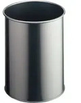 Durable Metall Papierkorb rund, 14,7 Liter 315mm hoch aus Stahl lichtgrau