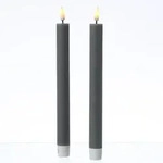 283 LED Stabkerzen Mia Tafelkerzen Echtwachs flackernd H: 24cm grau 2St.