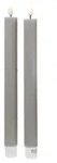 283 LED Stabkerzen Mia Tafelkerzen Echtwachs flackernd H: 24cm taupe 2Stk