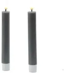 283 LED Stabkerzen Mia Tafelkerzen Echtwachs flackernd H: 15cm grau 2St.
