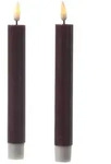 283 LED Stabkerzen Mia Tafelkerzen Echtwachs flackernd H: 15cm weinrot 2St