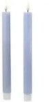 283 LED Stabkerzen Mia Tafelkerzen Echtwachs flackernd H: 24cm blau 2Stk
