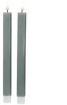 283 LED Stabkerzen Mia Diner Tafelkerzen Echtwachs H: 24cm salbeigr&uuml;n 2St