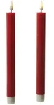 283 LED Stabkerzen Mia Tafelkerzen Echtwachs flackernd H: 24cm rot 2Stk