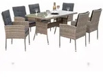 Merxx Menorca Set 19tlg., 6 Sessel inkl. Sitz- und R&uuml;ckenkissen, 1 Tisch 140 x...