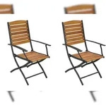 Merxx Santorin Klappsessel Set 2tlg., 2 Klappsessel, Aluminium/Akazie
