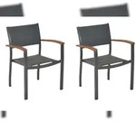Merxx Paxos Stapelsessel Set 2tlg., 2 Stapelsessel, Aluminium/Textil/Akazie,...