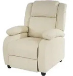 Mendler Fernsehsessel Relaxsessel Liege Sessel Lincoln, Kunstleder ~ creme