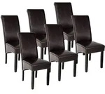 tectake Esszimmerstuhl, ergonomisch, massives Hartholz - 6er Set braun
