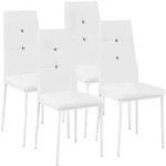 tectake Esszimmerst&uuml;hle, Kunstleder mit Glitzersteinen - 4er Set wei&szlig;