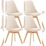 CLP 4er Set Esszimmerstuhl Linares beige/Samt
