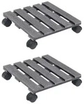 vidaXL Pflanzenroller 2 Stk. WPC : Farbe - Grau, Gr&ouml;&szlig;e - 30 x 30 x 7.5 cm