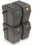 Keden &ndash; Set mit 4 Sortibox-Abfallbeh&auml;ltern f&uuml;r Recycling, Grau, 4 x 25 l